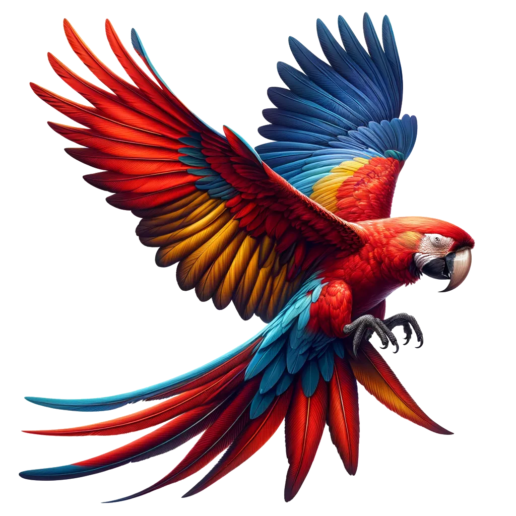 Macaw parrot flying over jungle-themed Orlando souvenir shop