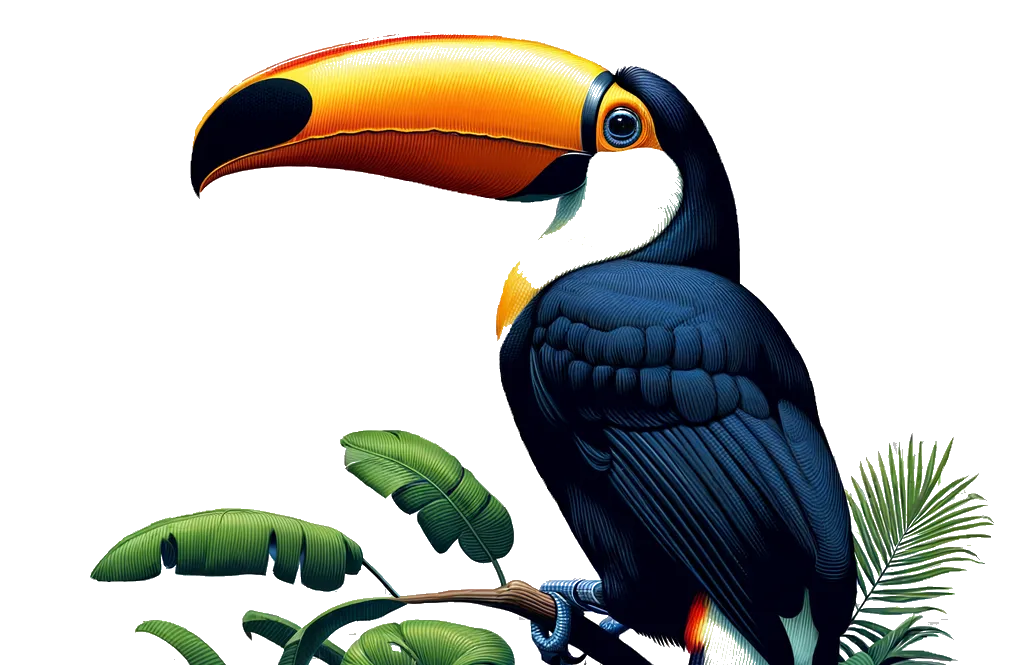 Colorful toucan perched at Treasure Island Gift Shop Orlando
